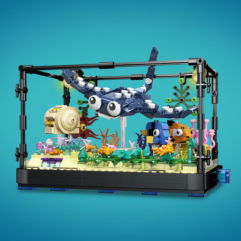 Fish Tank Block Set with Light - Marine Aquarium Cube ulasan dan harga